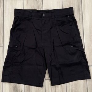 Wrangler Mens Cargo Shorts Black Flat Front Stretch Pockets Flex Waistband 36